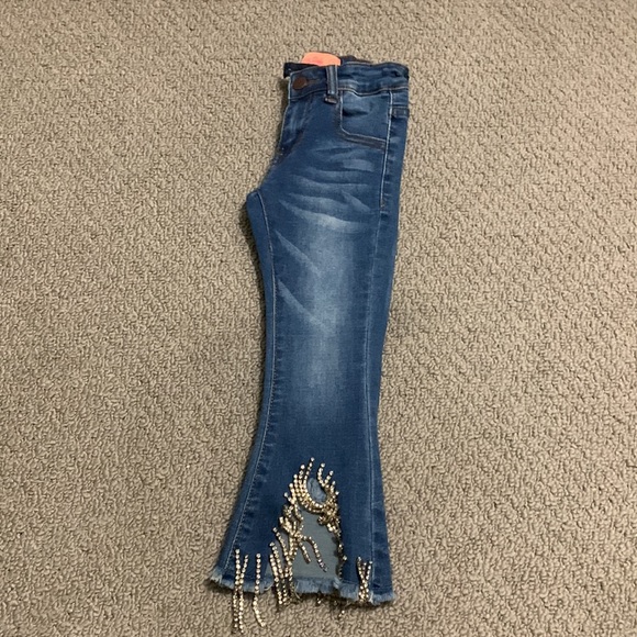 Paris Girls Dangling Rhinestone Jeans Size 2 - Picture 4 of 6